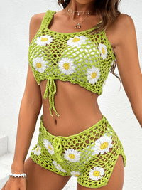 Two-Piece Swimsuit  Set Flower Cutout Wide Strap Two-Piece Bikini