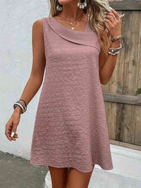 Women's Casual Short Dress Asymmetrical Neck Sleeveless Mini Dress