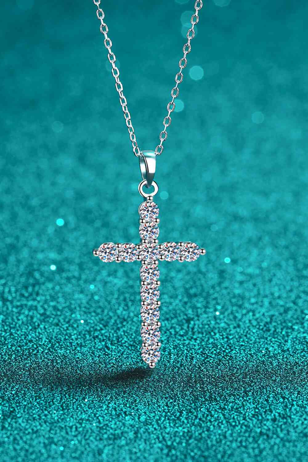 Cross Necklace, Moissanite  Large Cross, Adored 925 Sterling Silver Cross Moissanite Necklace