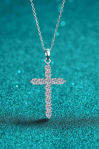 Cross Necklace, Moissanite  Large Cross, Adored 925 Sterling Silver Cross Moissanite Necklace