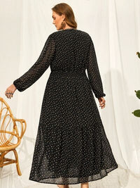 Plus Size Embroidered Tassel Casual Balloon Long Sleeve Midi Maxi Dress