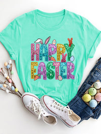 Easter T Shirt HAPPY EASTER Round Neck Short Sleeve T-Shirt Easter Gifts