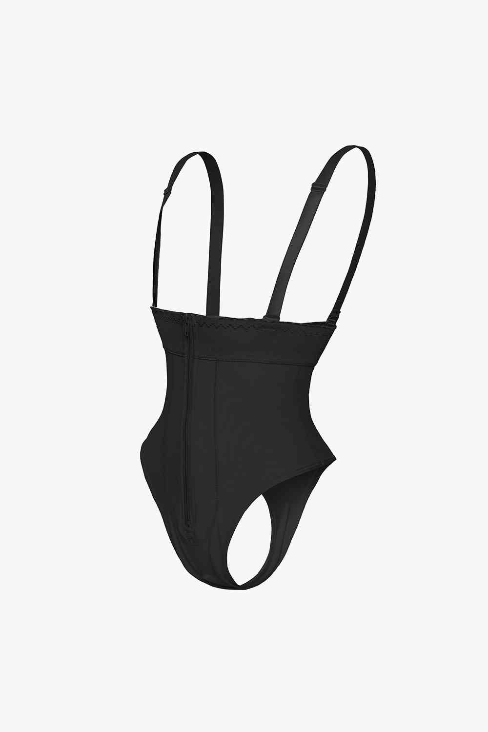 Shapewear Bodysuit Thong  Body Sculpting Tummy Control Full Size Adjustable Strap Zip-Up Shaping Bodysuit