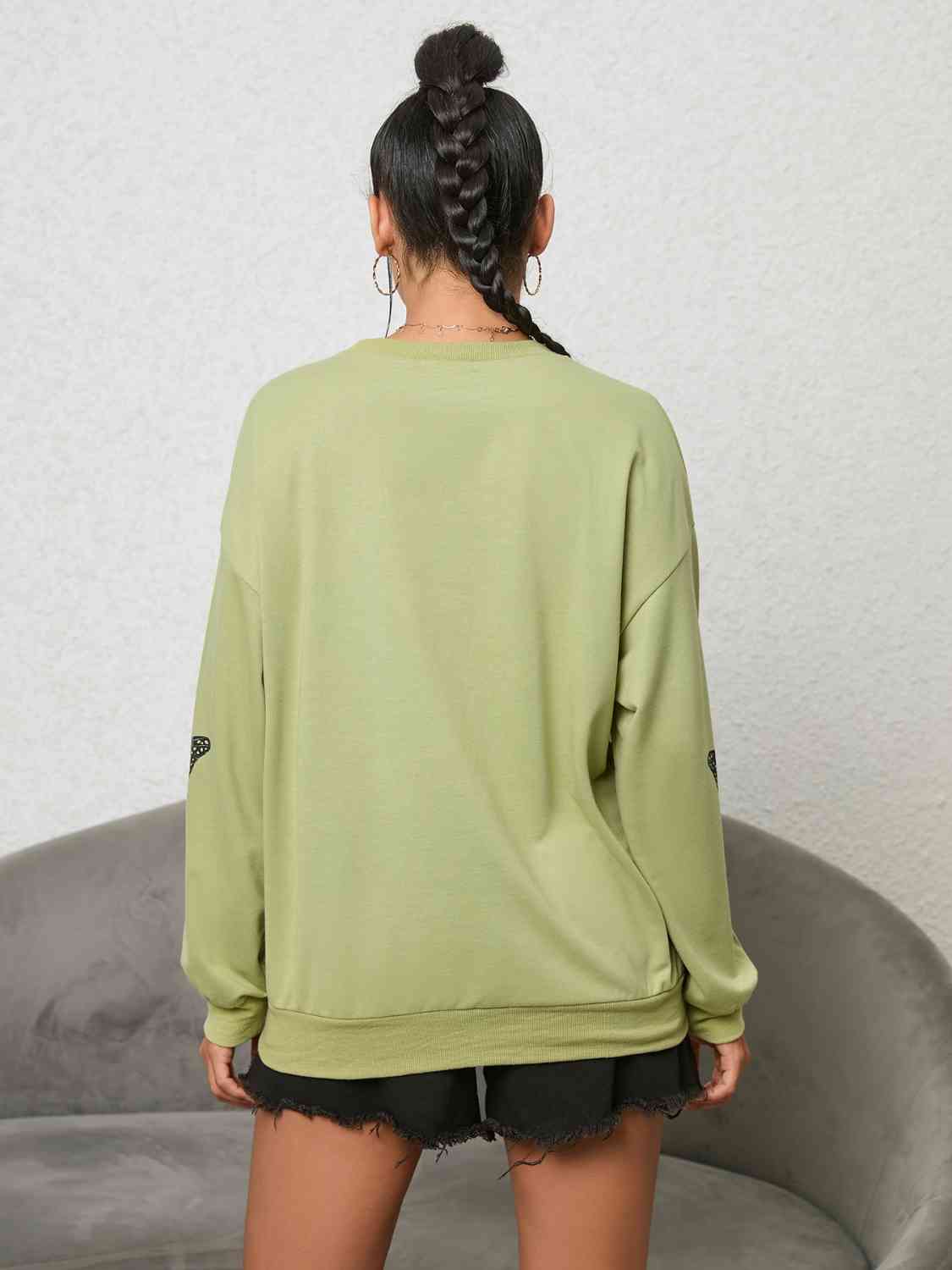 Butterfly Graphic Sweater Drop Shoulder Sweatshirt