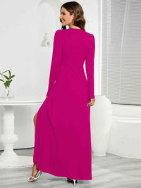 Women's V-Neck Long Sleeve Split  High Slit Maxi Dress