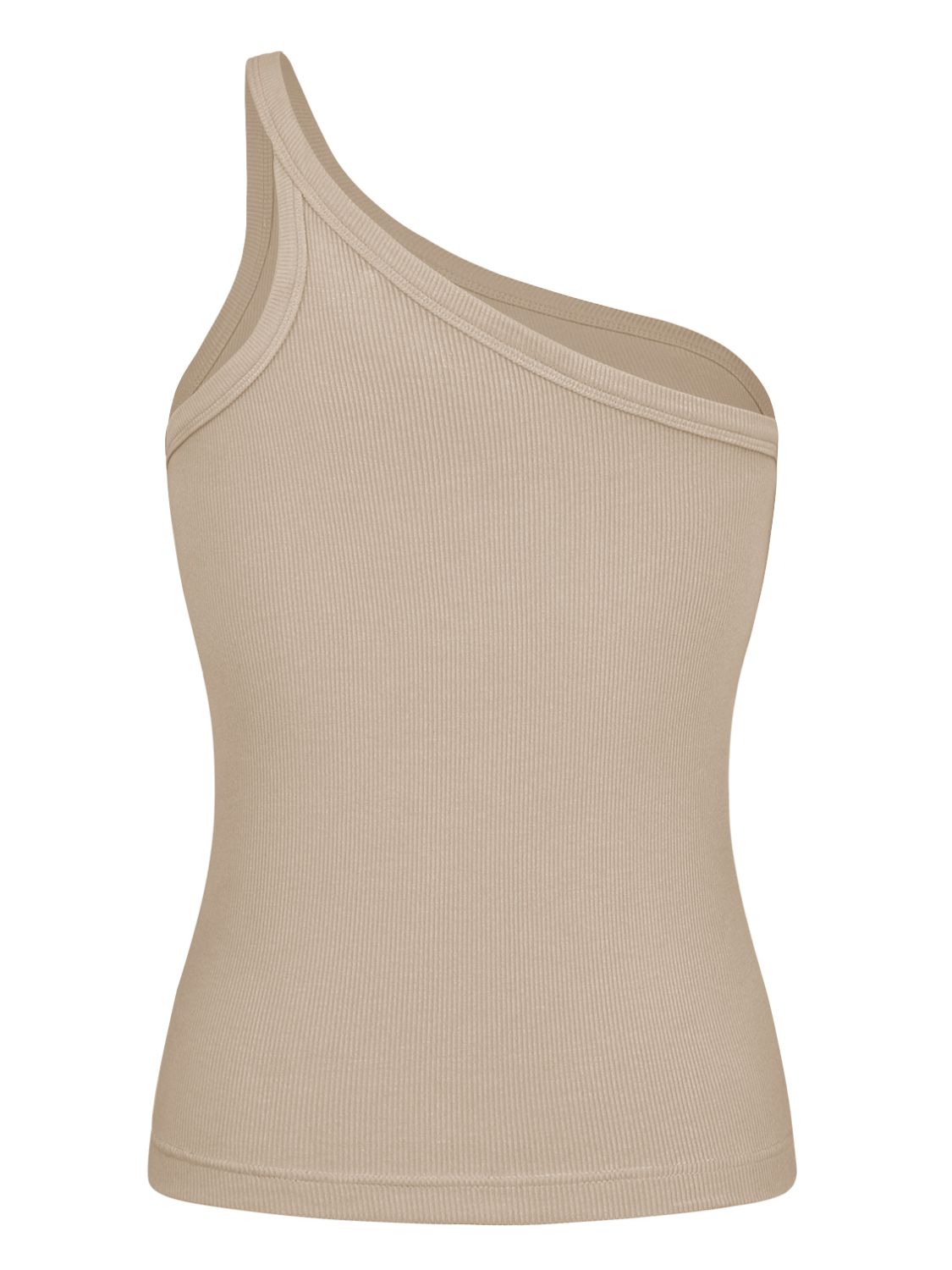 Womens Basic Shirt Ribbed One-Shoulder Sleeve Solid Color Tank Top