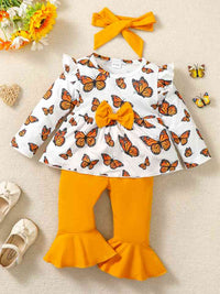 Butterfly Print Top and Pants Set Baby Fashion Clothing and Gifts