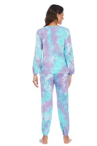 Tie-Dye Top and Drawstring Pants Lounge Set Casual Women's Fashion