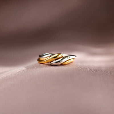 Stack Ring 925 Sterling Silver Twisted Open 2 piece Ring Set