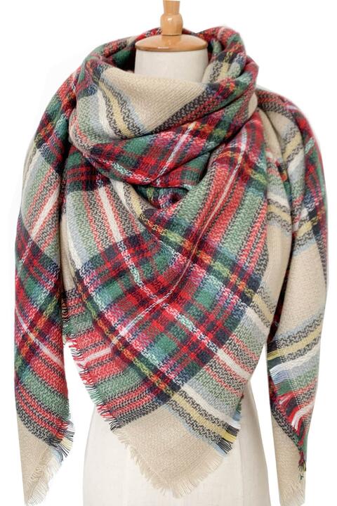 Plaid Imitation Oversized Faux Cashmere Scarf