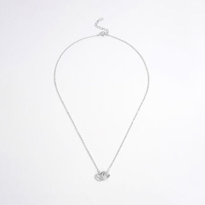 Interlock Heart Necklace 925 Sterling Silver Zirconia Double Heart Love Dainty Necklaces