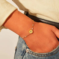 Sunflower Bracelet 925 Sterling Silver 18K Gold-Plated Bead Bracelets