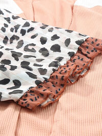 Plus Size Waffle-Knit Frill Leopard Cover Up