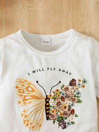 I Will FLY AWAY Butterfly Graphic Tee and Floral Print Flare Pants Kit Girl Kids Fashion and Clothing