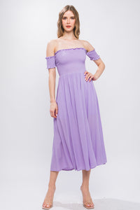 Lilac Casual Off The Shoulder Flowy Dress Women's Fashion