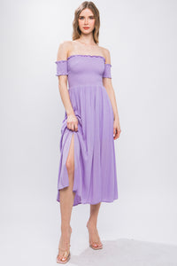 Lilac Casual Off The Shoulder Flowy Dress Women's Fashion