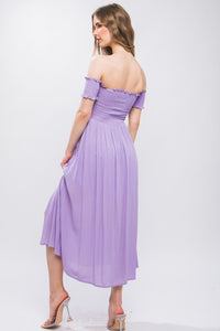 Lilac Casual Off The Shoulder Flowy Dress Women's Fashion