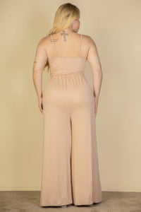 Plus Size Wide Leg Jumpsuit Button Front with pockets Women's Pants Romper  Casual Fashion