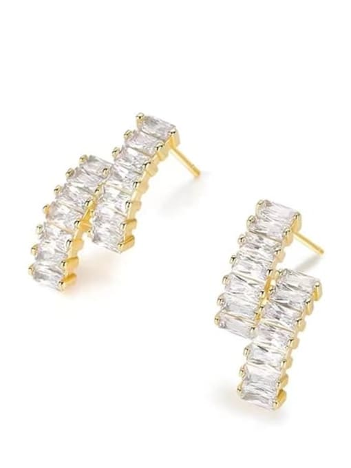 baguette diamond earrings with two rows in gold sterling silver rectangle diamond earrings with CZ two rows od rectangle diamond earrings CZ cute earrings earrings for events for sensitive ears, diamond earrings, post earrings, stud earrings sparkle diamond earrings for cheap good quality