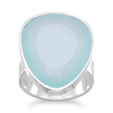 Chalcedony Gemstone Vibrations Statement .925 Sterling Silver Ring