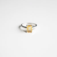 rings, Citrine rings, Sterling Silver .925 waterproof, designer Kesley Boutique, november birthstone rings  , dainty rings, emerald cut rings, white gold, nickel free, wont turn green, waterproof, sterling silver, gemstone rings, cinderella, popular jewelry, jewelry, gift idea, anniversary