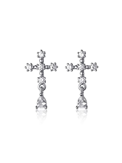 Cross earrings with diamonds in Miami, cross stud earrings in sterling silver, waterproof cross earrings, cross earrings that wont tarnish or turn green