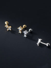 screw ball earrings diamond cz sterling silver earrings gold diamond cz sterling silver earrings  Kesley Boutique shopping in Miami, shopping in Brickell water resistant jewelry water resistant earrings, earrings for men, earrings for women, small earrings 