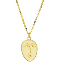 Face necklace waterproof 14k gold plated .925 sterling silver , designer, luxury casual necklaces, popular jewelry brands trending on instagram and tiktok. top influencer brands. cute necklaces, popular, unisex, Kesley Boutique