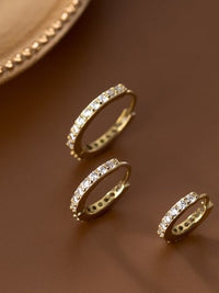 Double Side Diamond CZ Daily .925 Sterling Silver Huggie Hoop Earrings