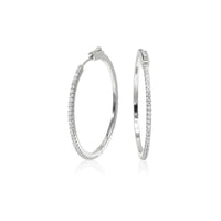 Thin diamond CZ large hoop earrings hinge back sterling silver water resistant hypoallergenic large hoop earrings, gifts sterling silver hoop earrings shopping in Miami, Shopping in brickell, popular jewelry store, popular jewelry 