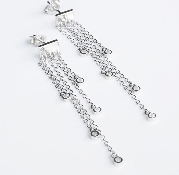 Long diamond cz earrings, long sterling silver earrings, nice long earrings, long earrings for events, long sparkly earrings, jewelry in Miami, shopping in Miami, jewelry in Miami, things to do in Miami, Kesley Boutique