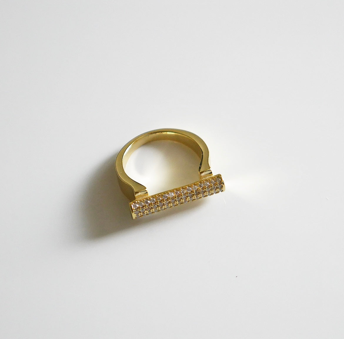 Glamorous Sparkle Golden Pave Bar Ring