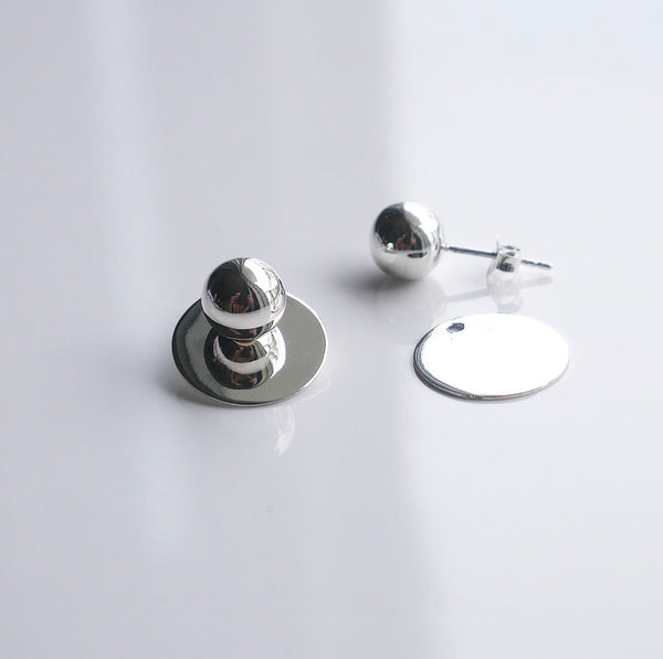 ear jacket earrings in sterling silver, sterling silver ball ear jacket earrings, kesleyboutique, girlwith3jobs, jewelry store in Brickell, jewelry store in Miami, trendy jewelry, ball earrings