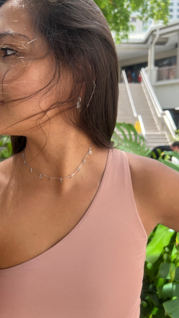 Gold Star Necklace water resistant, silver star necklace water resistant, cheap water resistant jewelry, hypo-allergenic, adjustable necklace star necklaces short necklaces shopping in Miami