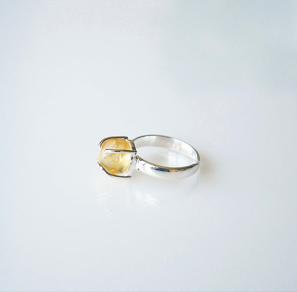 Raw Citrine Gemstone Adjustable Ring