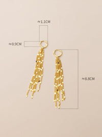 Long Hoop Dangle Earrings, 925 Sterling Silver Gold Plated Fringe Statement Earrings with Huggie Hoop