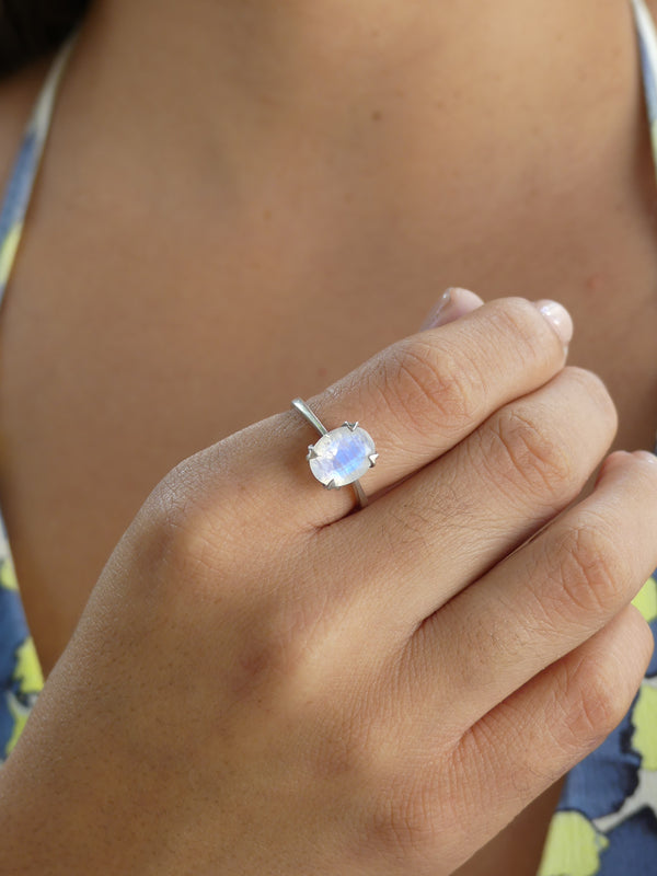 Moonstone ring, love ring for good luck and fortune. Luckiest crystals for attracting love and wealth wont turn green  .925  sterling silver -Miami-Jewelry- Kesley Boutique