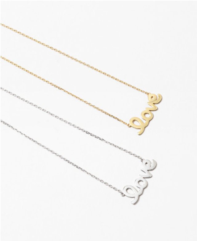 Love Necklace, .925 Sterling Silver Love In Cursive Waterproof, Hypoallergenic Dainty Necklace