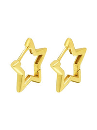 Star Huggie Hoop Earrings 18k Gold Plated .925 Sterling Silver