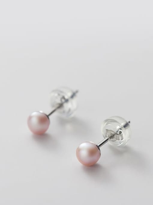 Freshwater Stud Silver Earrings, .925 Sterling Silver Hypoallergenic Nickel Free Cultured Pearl  Earrings