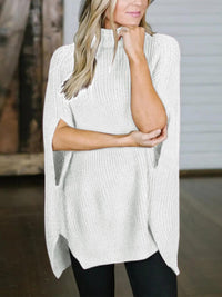 Turtleneck Slit Sleeveless Sweater