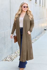 Open Front Sweater Long Sleeve Maxi Cardigan with Pockets Petite and Plus Size Fashion