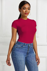 Round Neck Short T Shirt Sleeve Bodysuit