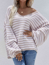 sweater, pull over sweater, drop shoulder top, vneck sweater, cute sweaters, casual sweaters, beige sweater