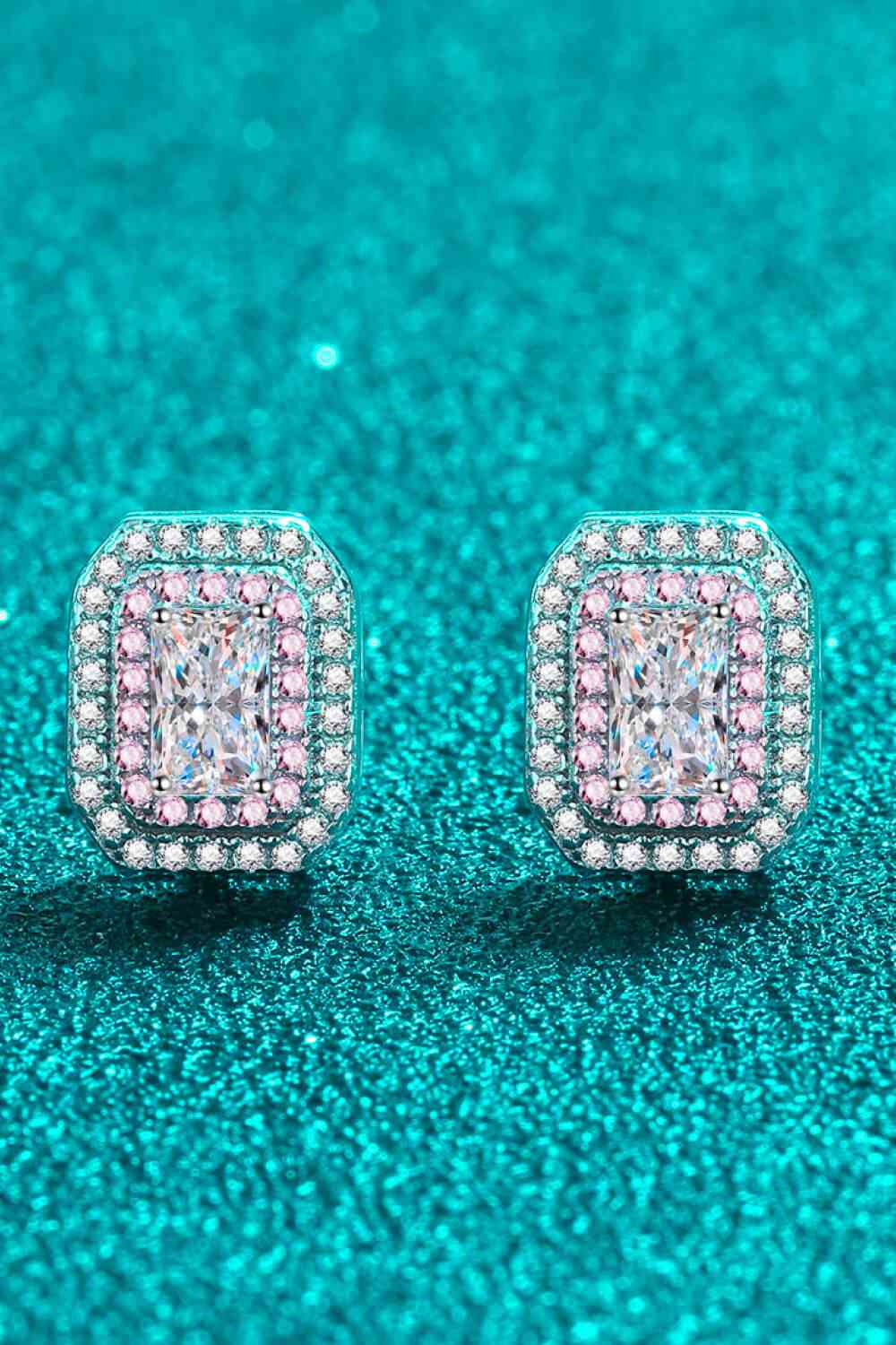 1 Carat Moissanite and Zircon Geometric Rectangle Emerald Cut Stud Earrings Fine Jewelry Affordable