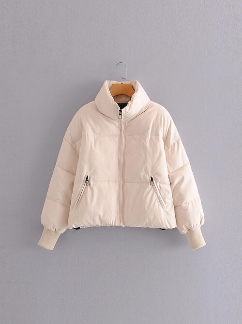 Women's Zip Up Puff Drawstring Winter Coat with Pockets Winter Fashion Outerwear