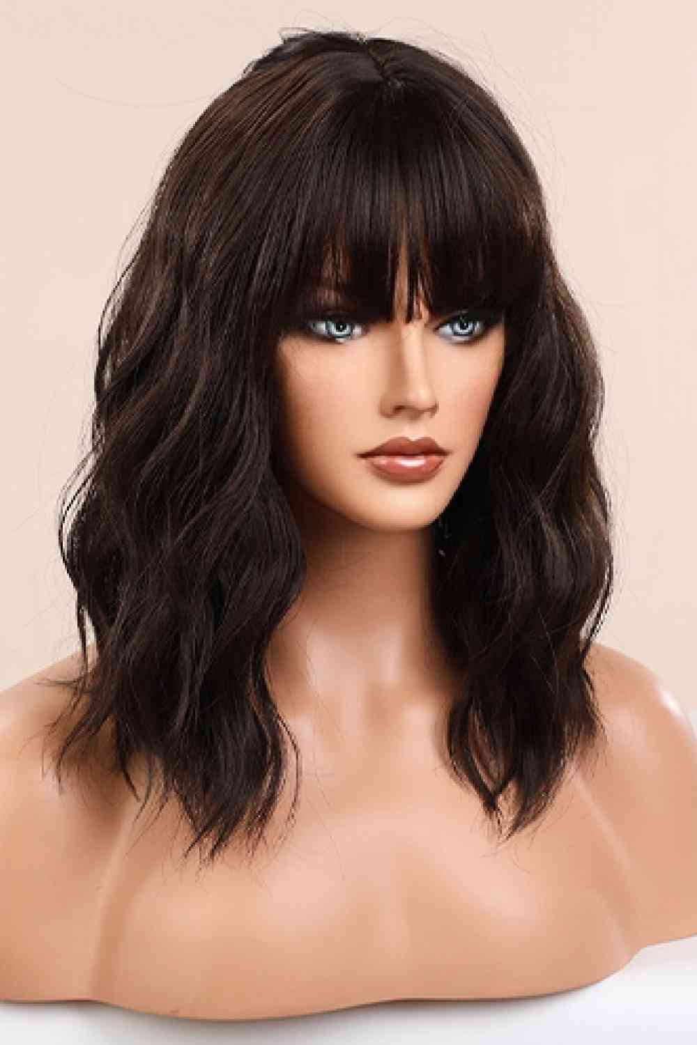 Natural Looking Synthetic Full Machine Bobo Wigs 12 inch wig wavy