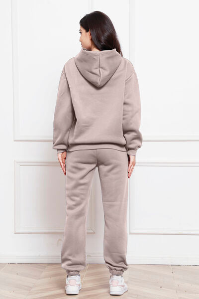 Drop Shoulder Long Sleeve Hoodie and Pants Set, 2 Piece Sweater and Pants Set