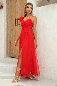 Evening Dress Asymmetrical Ruched Slit Evening Formal Party Dress