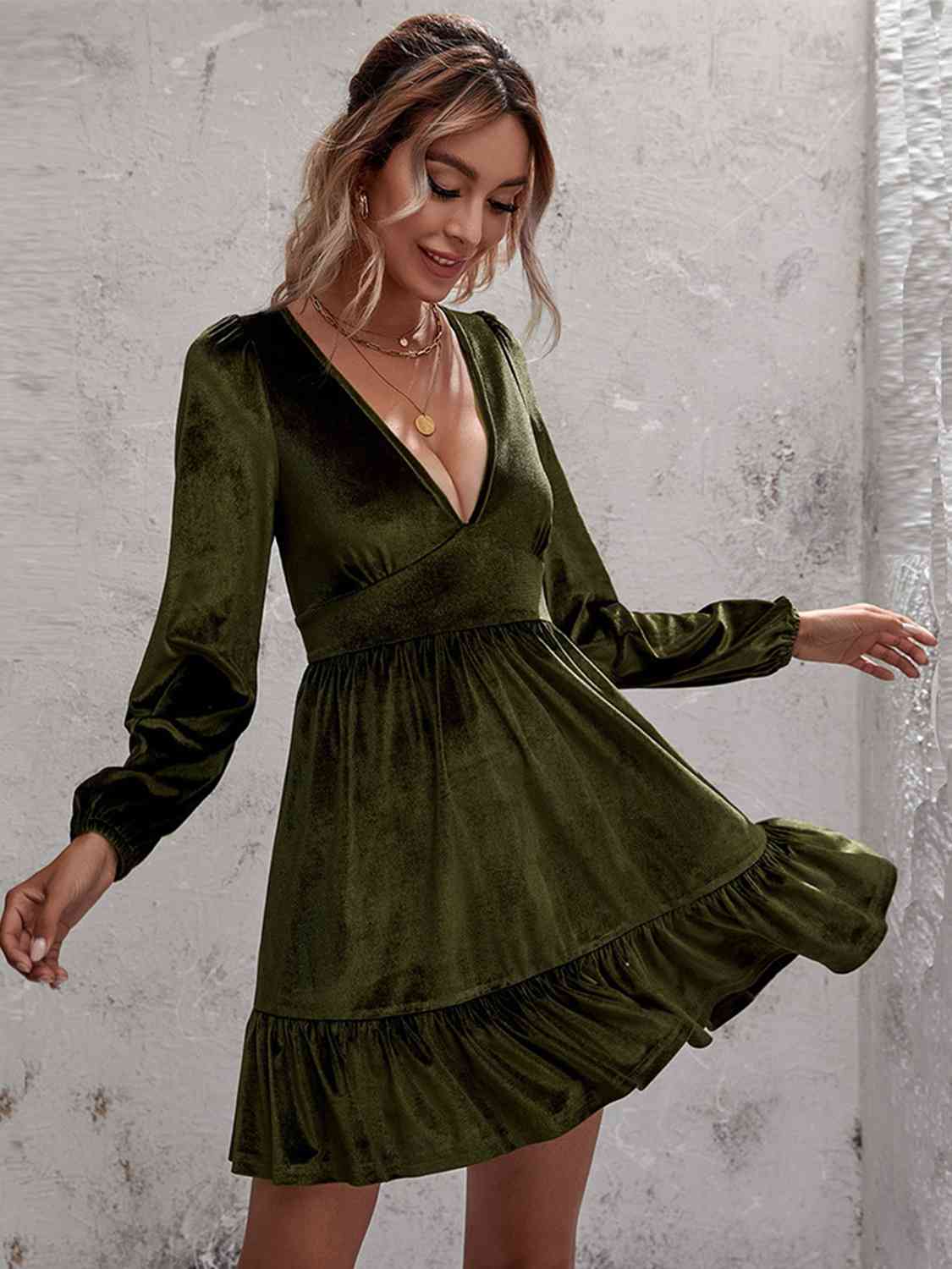 dresses, long sleeve dresses, velvet dresses, long sleeve dresses, short dresses, dresses for the fall, winter dresses, warm dresses, womens clothing, womens clothes, short long sleeve dresses, winter dresses, womens clothing, womens clothes, olive green dresses, olive green clothing, olive green dress, trending on tiktok, dresses